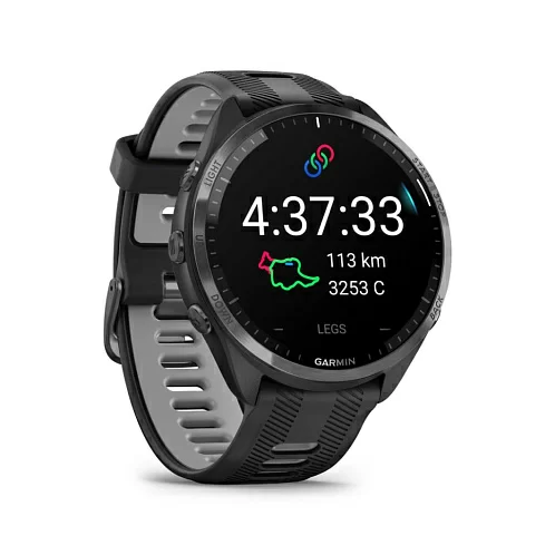 Умные часы Garmin Forerunner 965 черные, темно-серый DLC/титановый безель, ремешок - черный