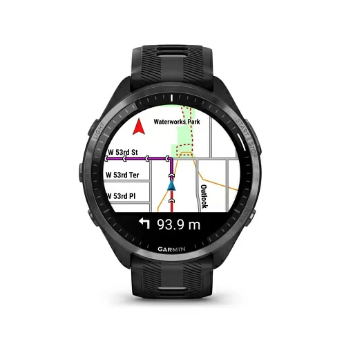 Умные часы Garmin Forerunner 965 черные, темно-серый DLC/титановый безель, ремешок - черный