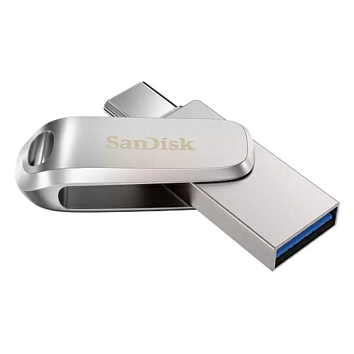 Флеш-накопитель SanDisk Ultra Dual Drive Luxe, USB/Type-C, USB 3.1, 256Гб, серебристый