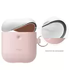 Чехол Elago DUO Hang Wireless case для AirPods, карабин, силикон, розовый с крышками белый и голубой