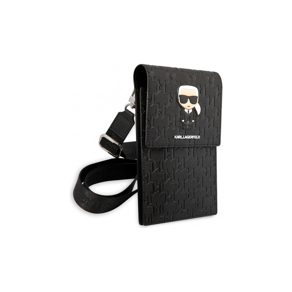 Сумка Lagerfeld Wallet Phone Pouch Saffiano Monogram Ikonik patch для  смартфонов, чрный