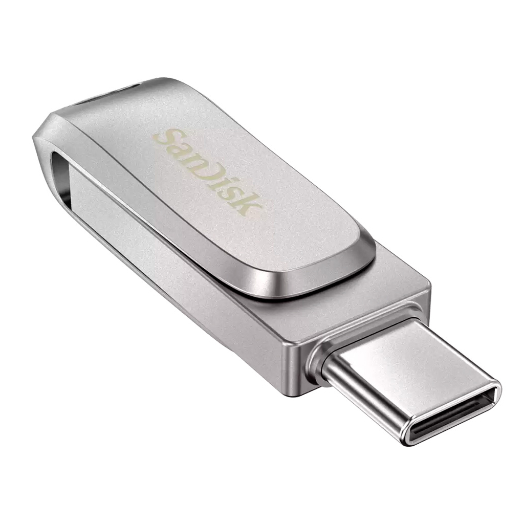 Флеш-накопитель SanDisk Ultra Dual Drive Luxe, USB/Type-C, USB 3.1, 128Гб,  серебристый