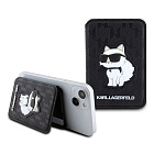 Чехол-бумажник Lagerfeld Wallet MagSafe Cardslot Stand Saffiano Monogram NFT Choupette, черный