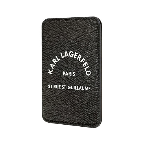 Чехол-бумажник Lagerfeld Wallet MagSafe Cardslot Stand Saffiano RSG logo, черный